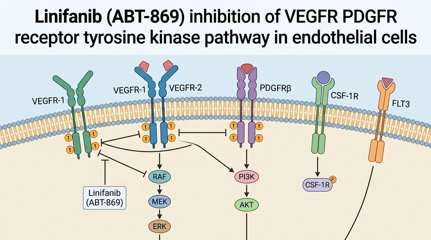 Linifanib ABT-869 inhibition of VEGFR PDGFR receptor tyrosine kinase pathway in endothelial cells
