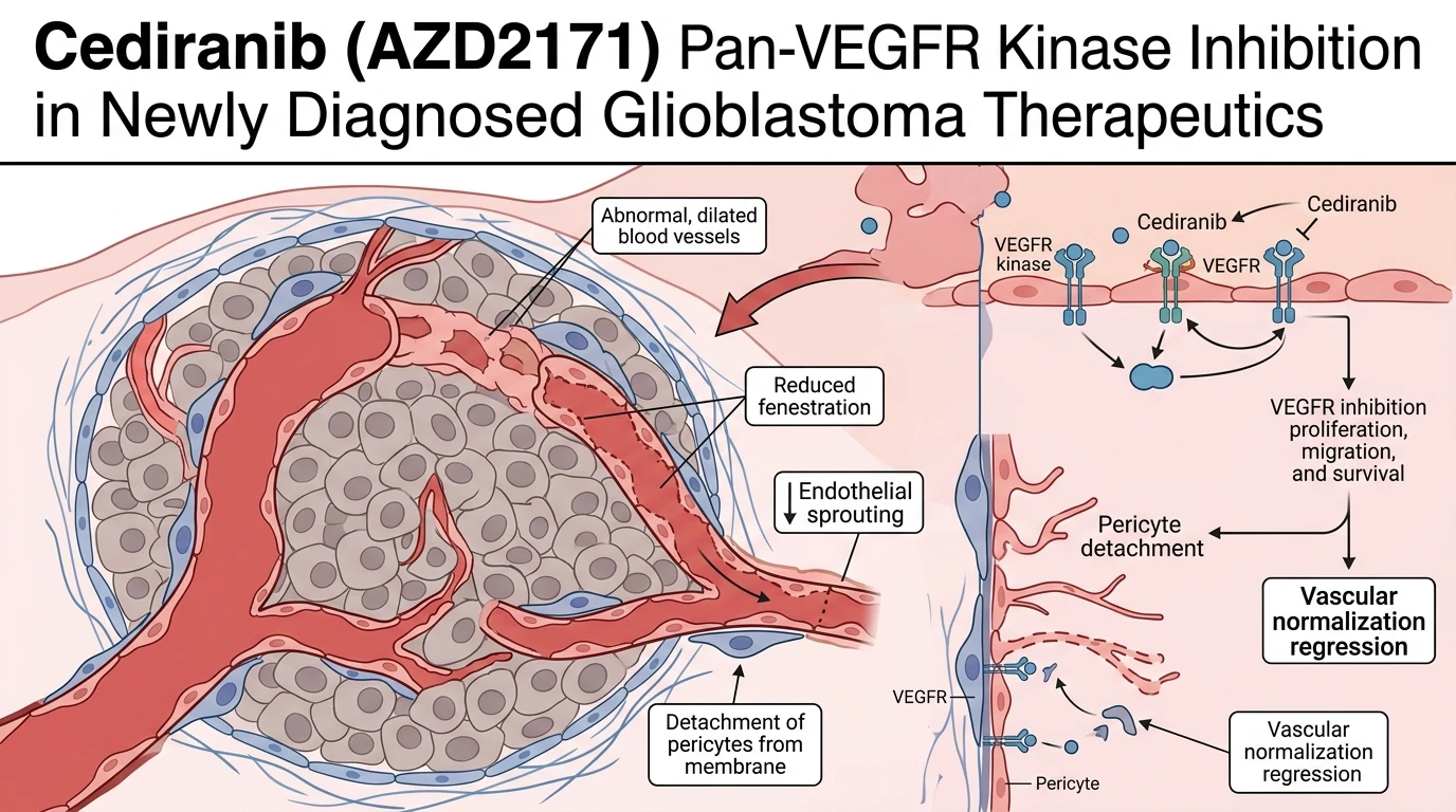 Schematic diagram of VEGFR signaling pathway in endothelial cells during vascular suppression